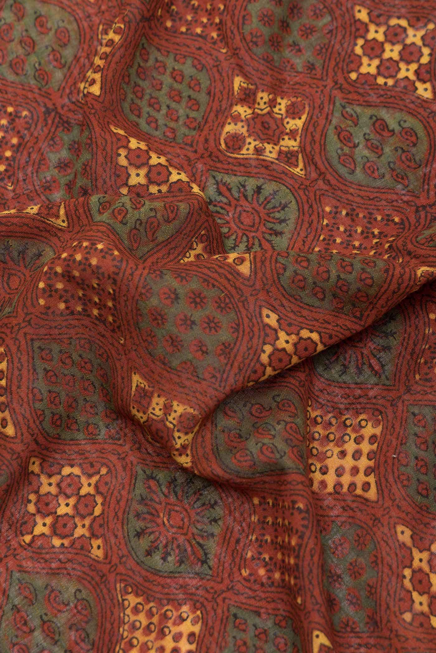 Brick Orange Dual Tone Tussar Silk Saree - Image 2