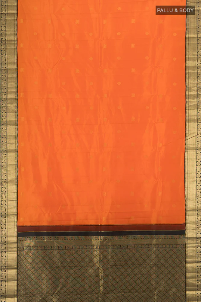 Orange Kanchipuram Silk Saree - Image 5