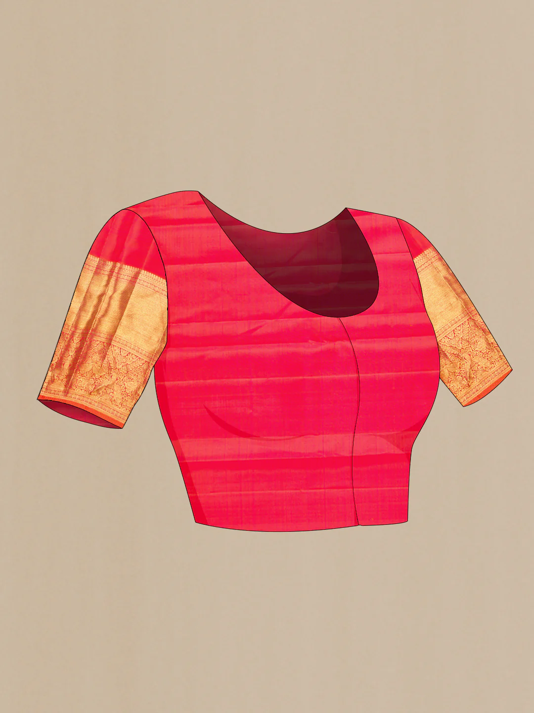 Brick Orange Kanchipuram Silk Saree - Image 5