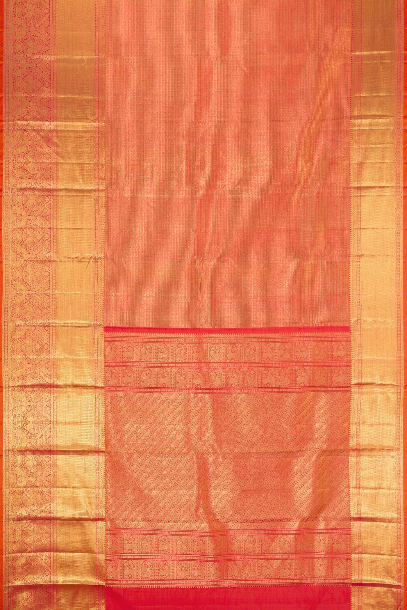 Brick Orange Kanchipuram Silk Saree - Image 6