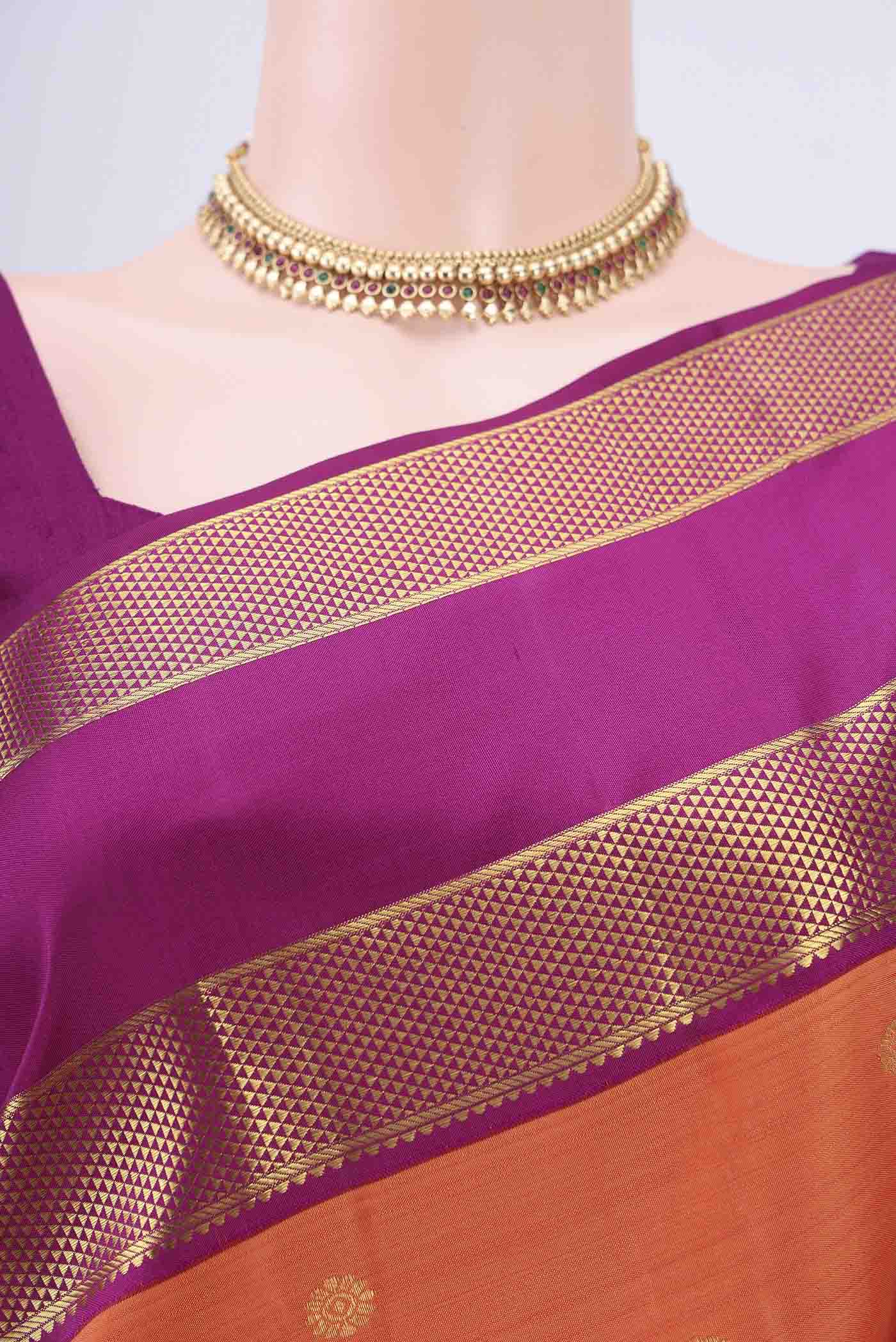 Brick Orange Kanjivaram Saree - Image 2