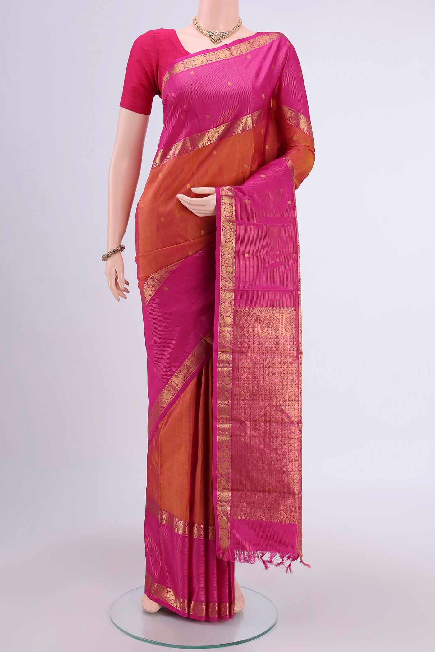 Brick Orange Kanjivaram Saree