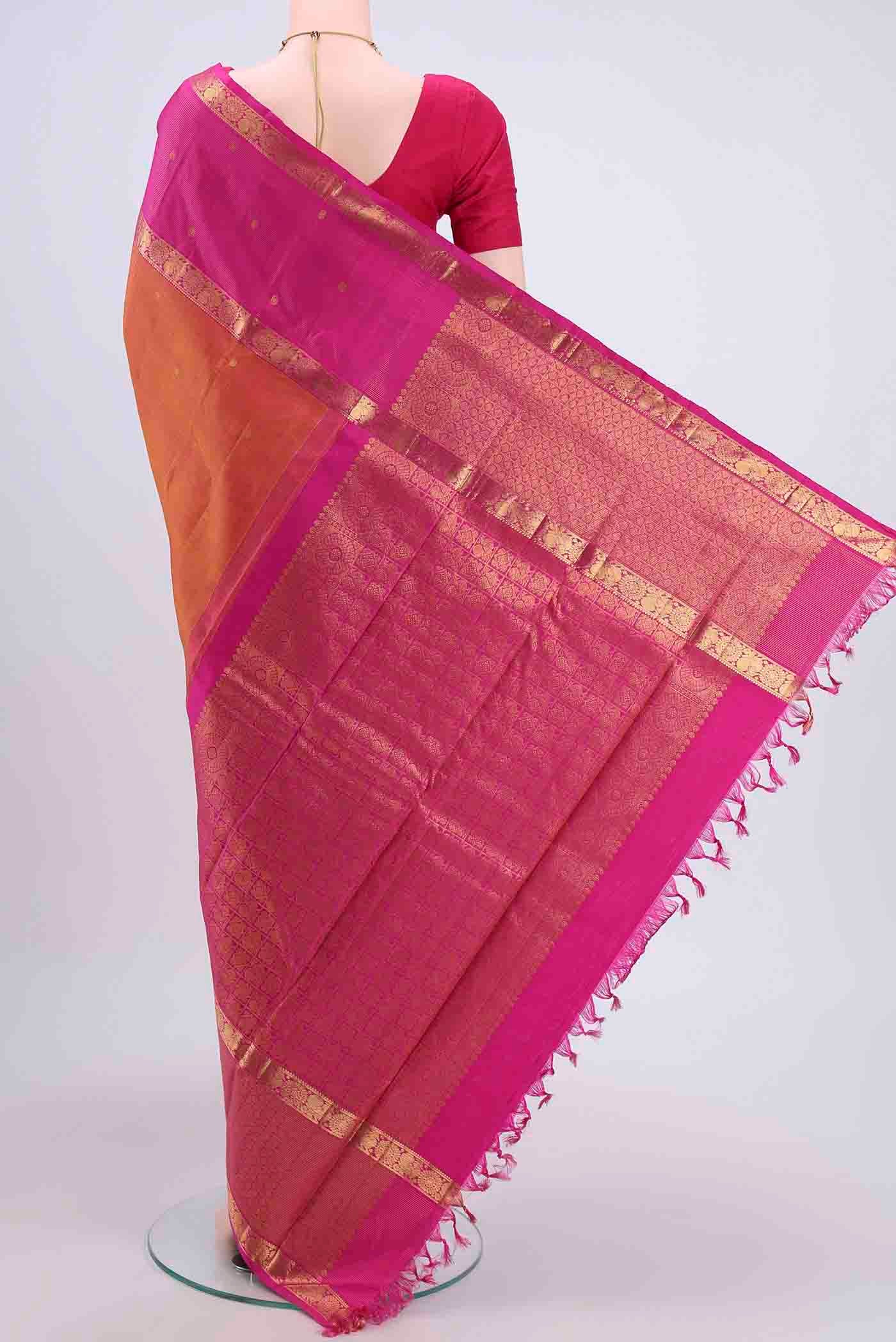 Brick Orange Kanjivaram Saree - Image 3