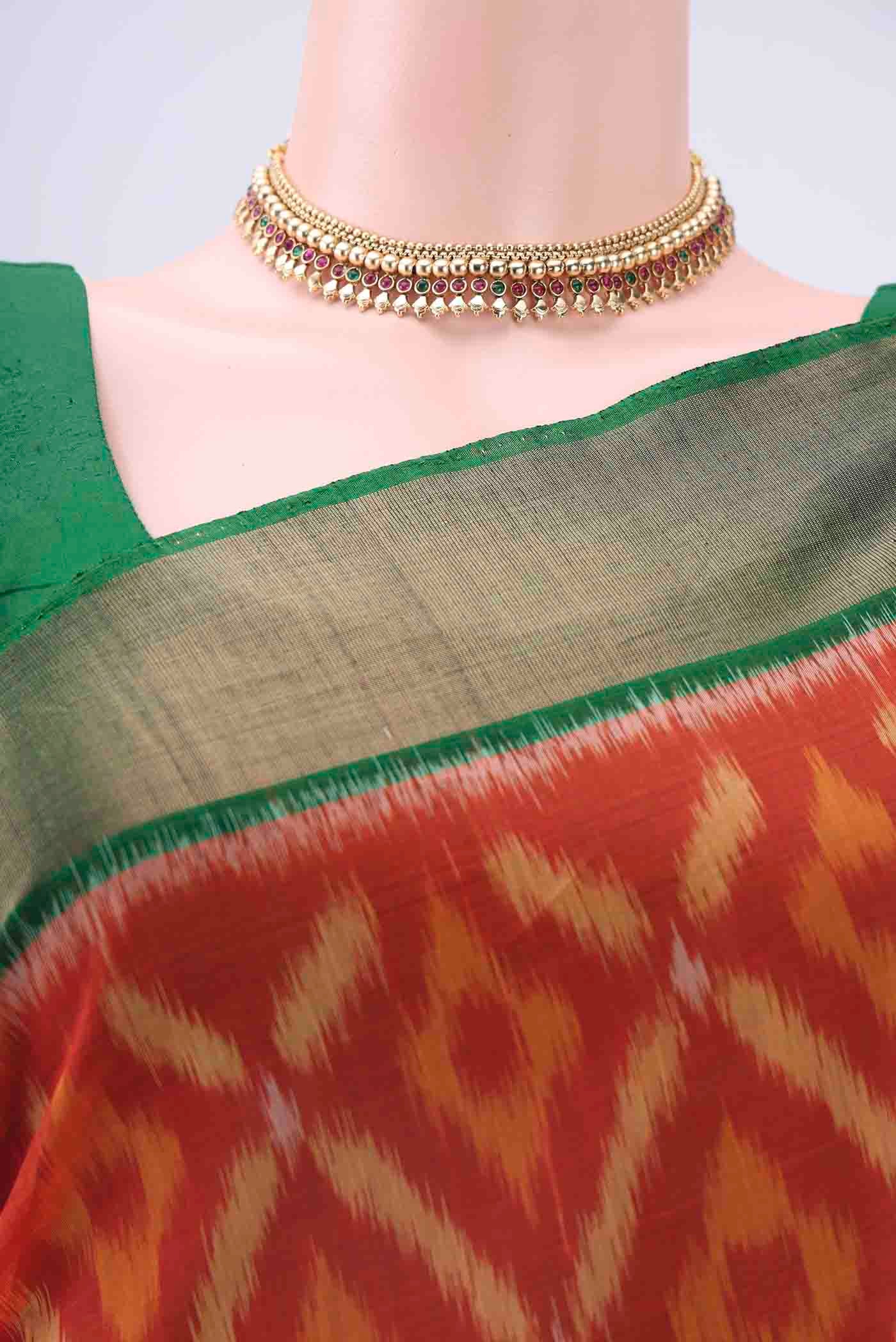 Brick Orange Kora Cotton Saree - Image 2
