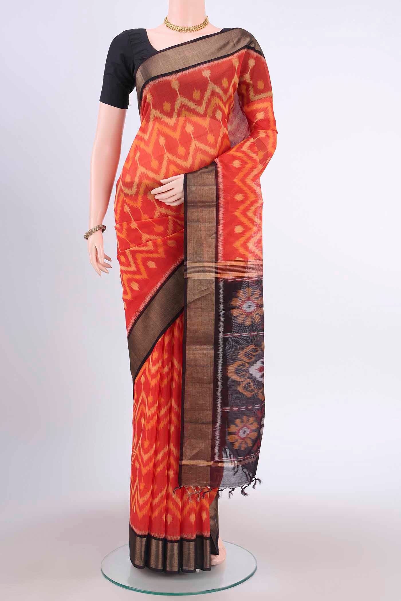 Orange Silk Cotton Saree