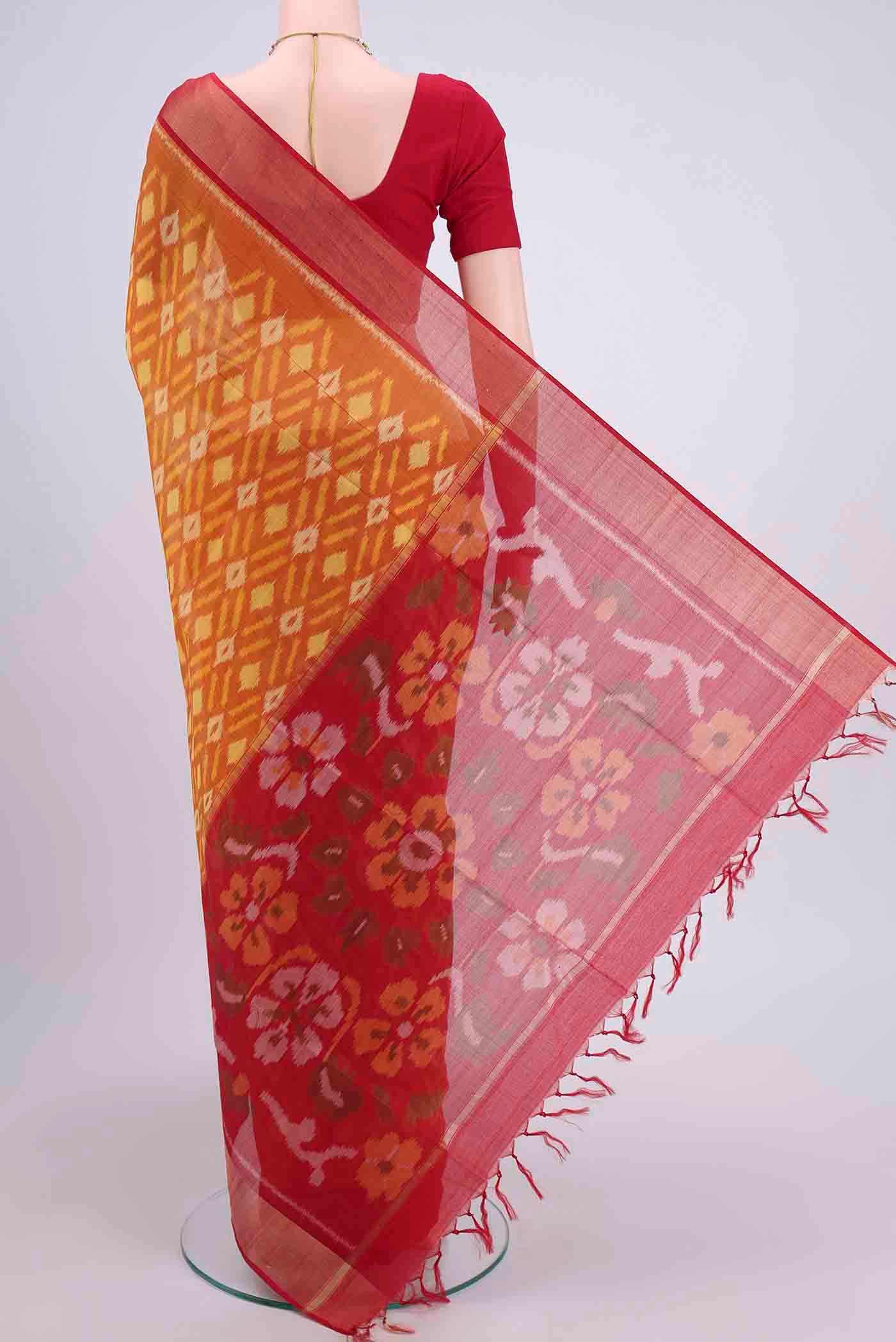 Yellow Silk Cotton Saree - Image 3