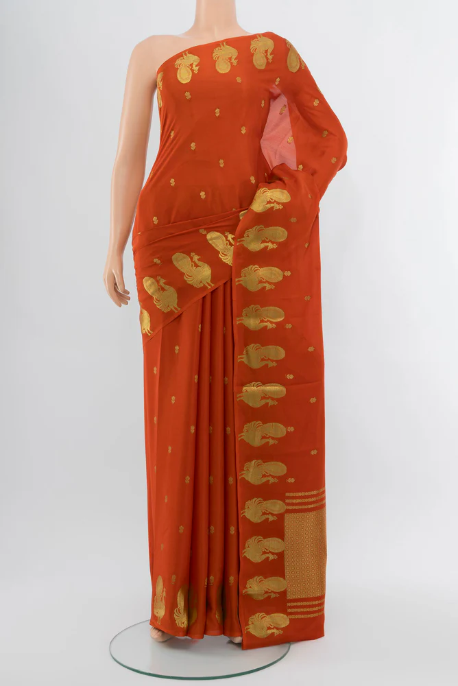 Rust Mysore Crepe Saree