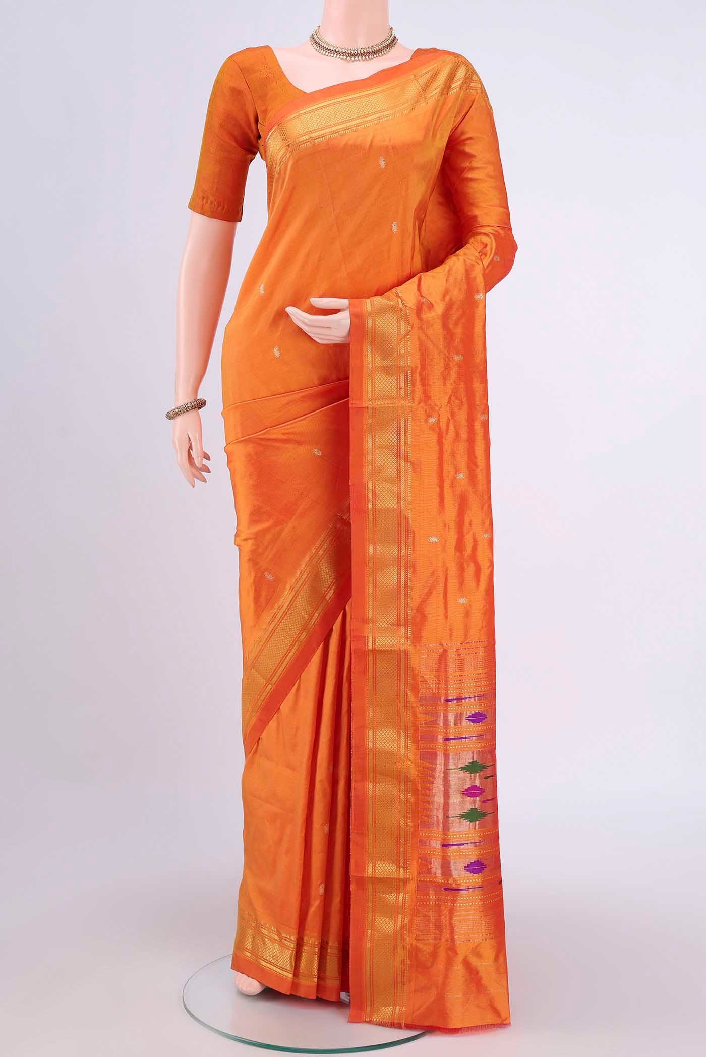 Brick Orange Paithani Silk Saree