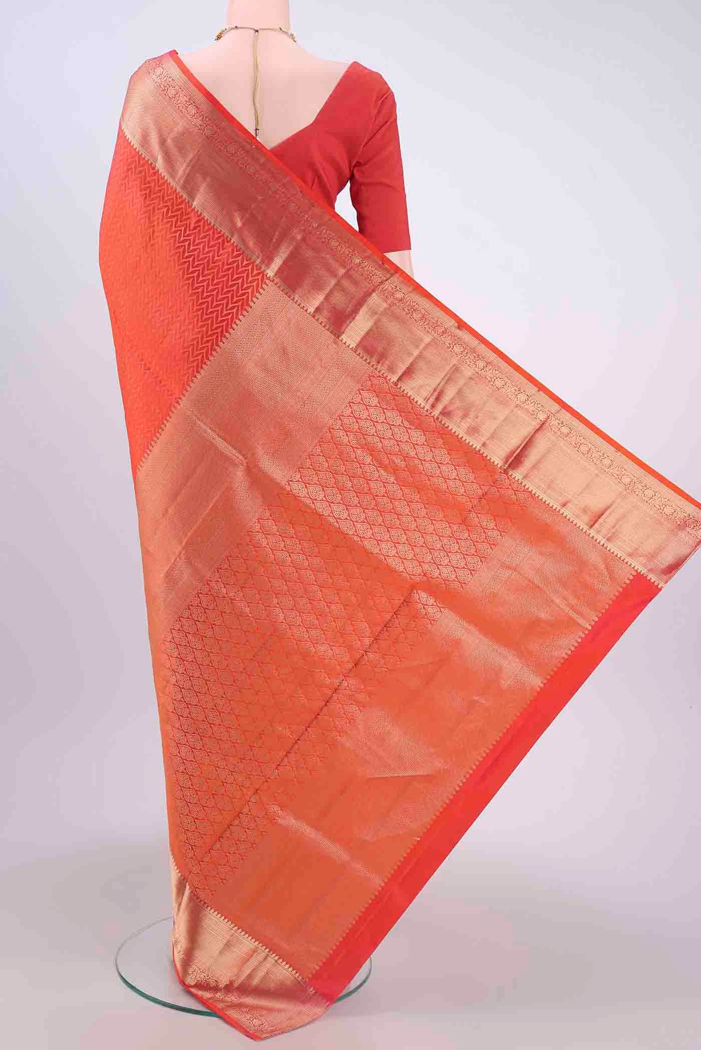 Brick Orange Soft Silk Saree - Image 3