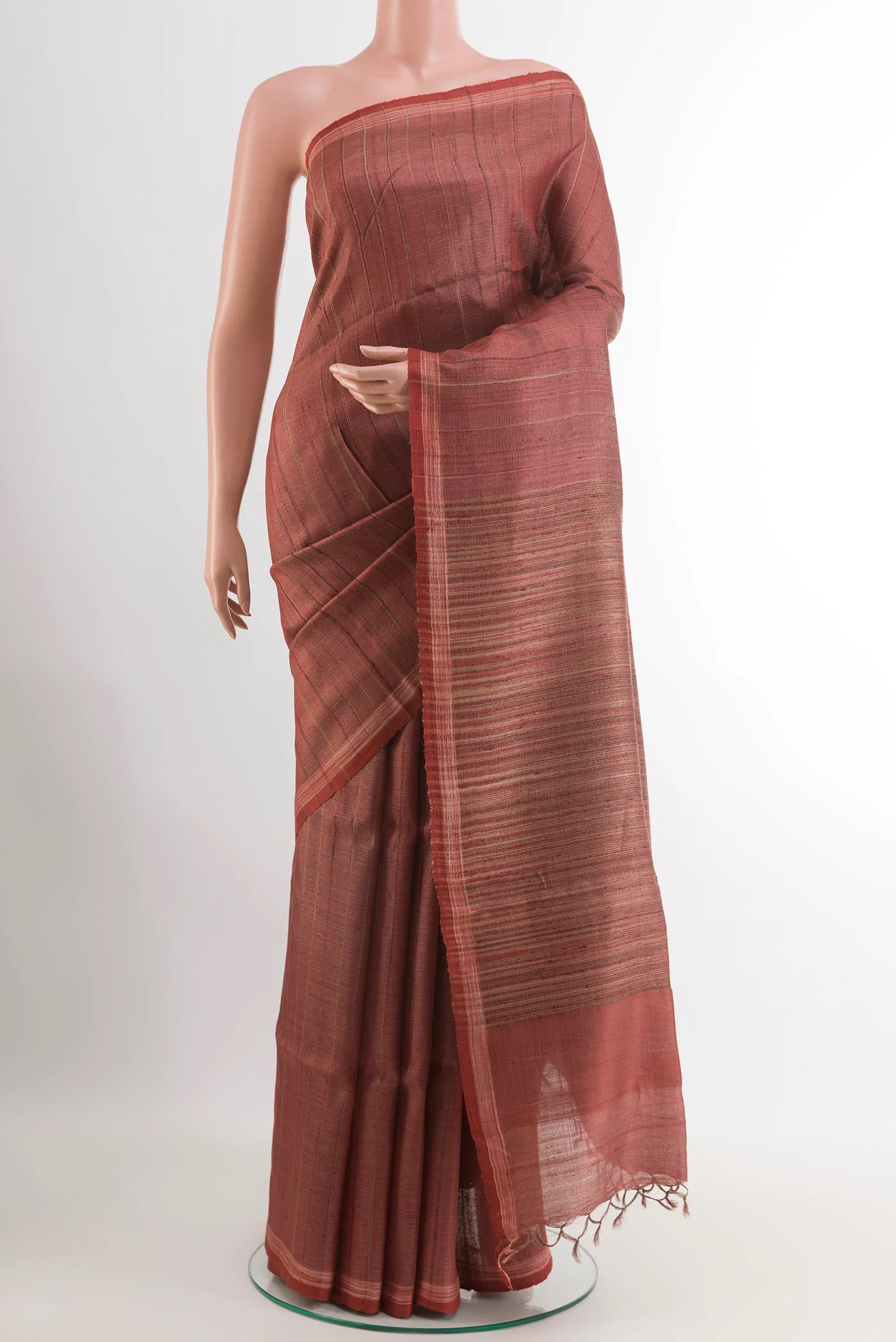 Brown Tussar Silk Saree