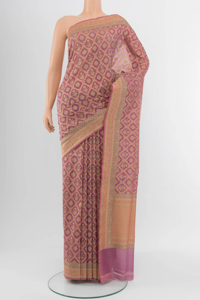 Lavender Banarasi Silk Saree