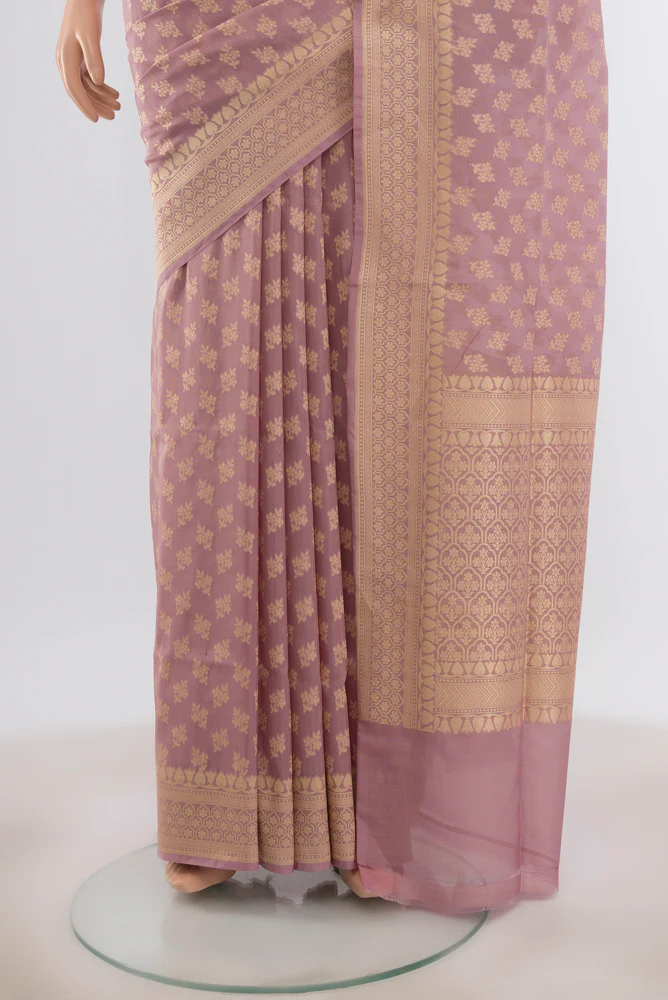 Lavender Banarasi Silk Saree - Image 3