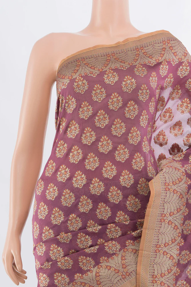 Mauve Banarasi Silk Saree - Image 2