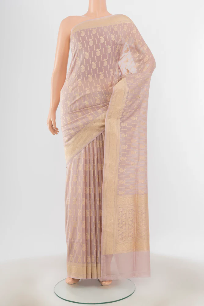 Rose pink Banarasi Silk Saree