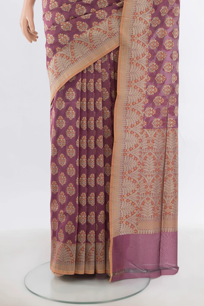 Mauve Banarasi Silk Saree - Image 3