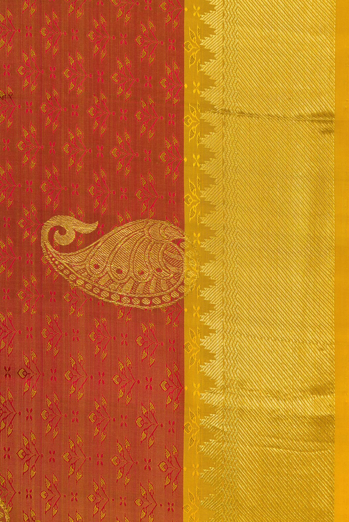 Rust Kanchipuram Silk Saree - Image 3