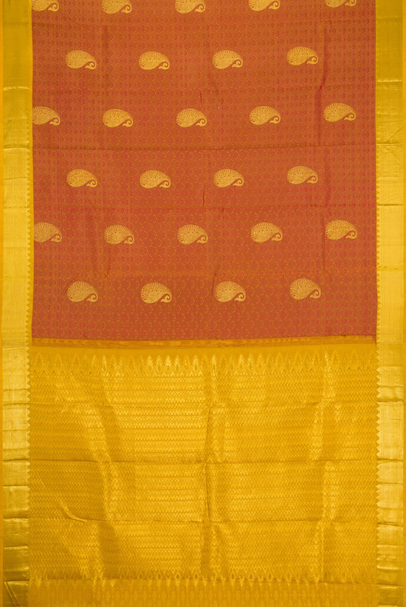 Rust Kanchipuram Silk Saree - Image 6
