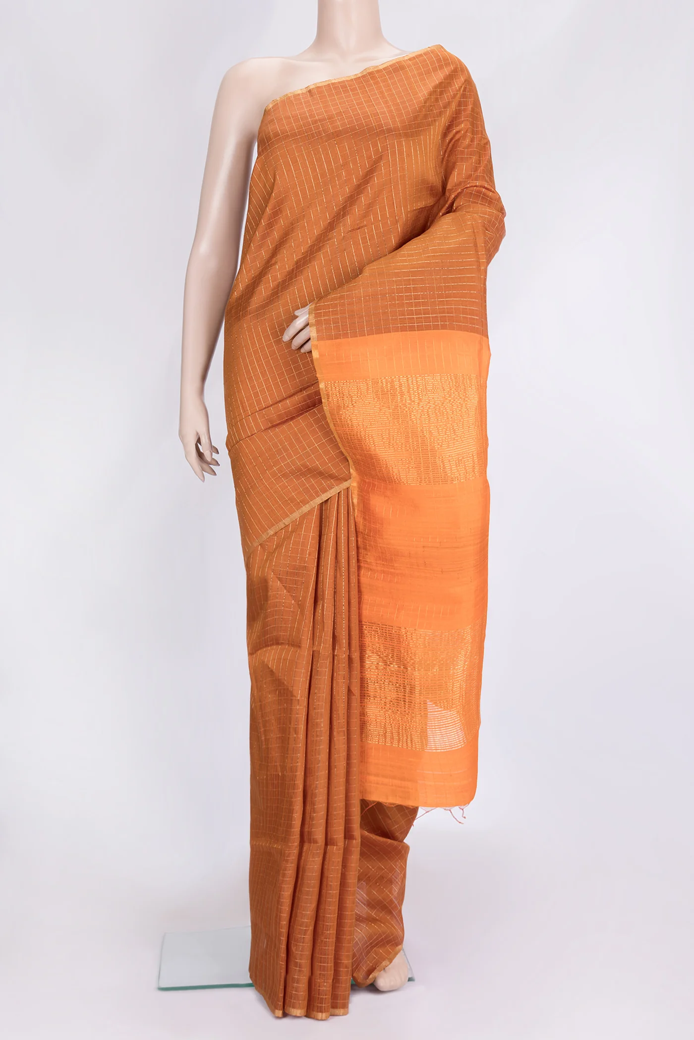 Rust Raw Silk Saree