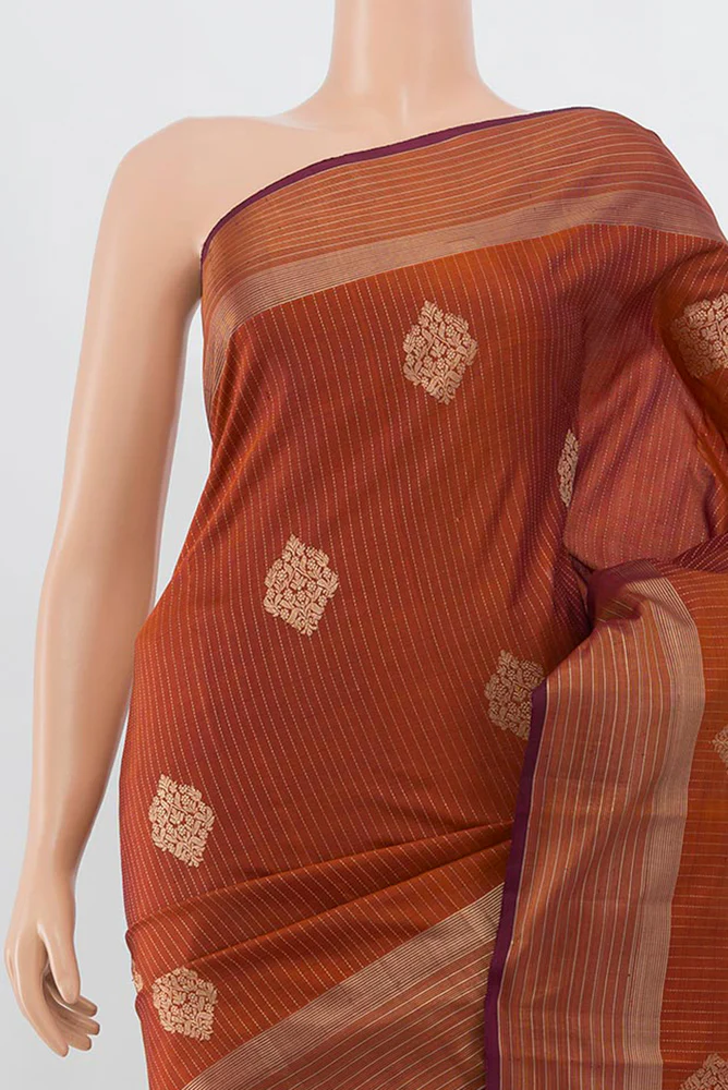 Rust Kanjivaram Silk Saree - Image 2