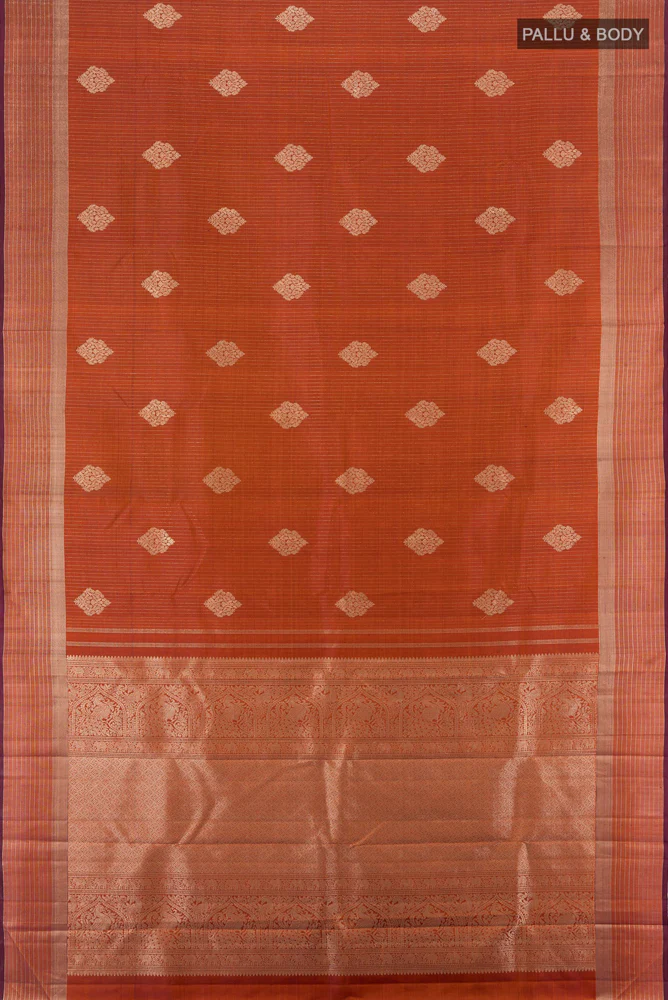 Rust Kanjivaram Silk Saree - Image 5