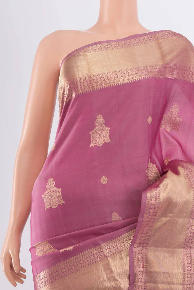 Light Magenta Kanjivaram Silk Saree - Image 2
