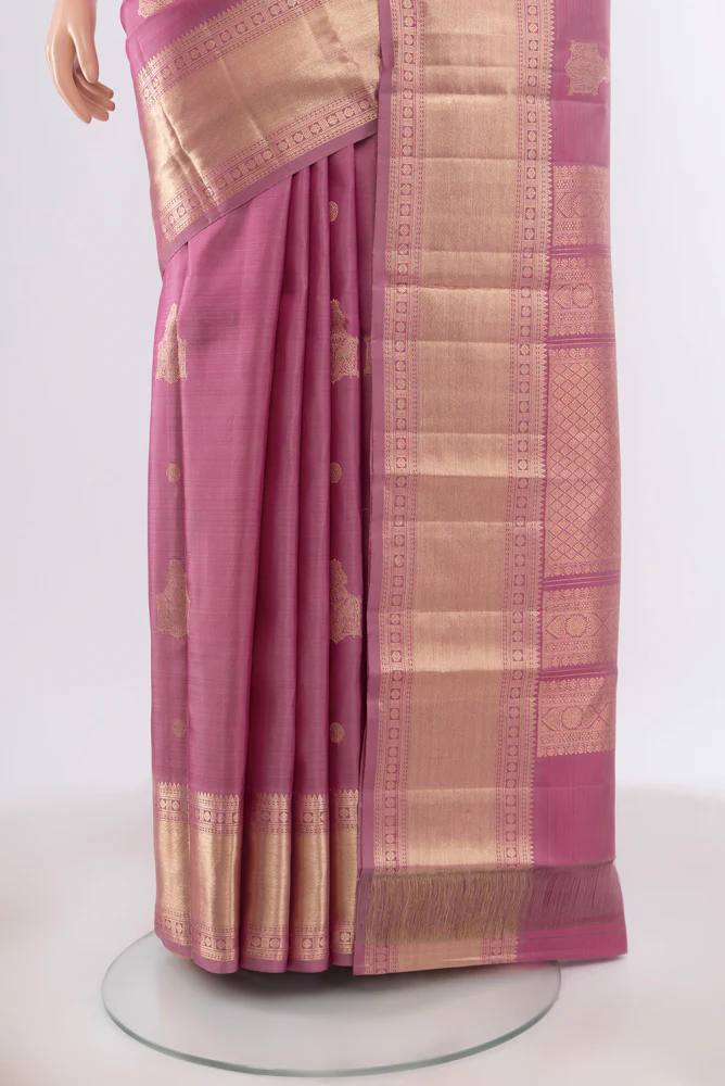 Light Magenta Kanjivaram Silk Saree - Image 3