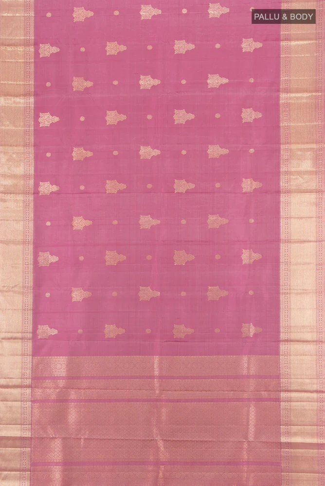 Light Magenta Kanjivaram Silk Saree - Image 5