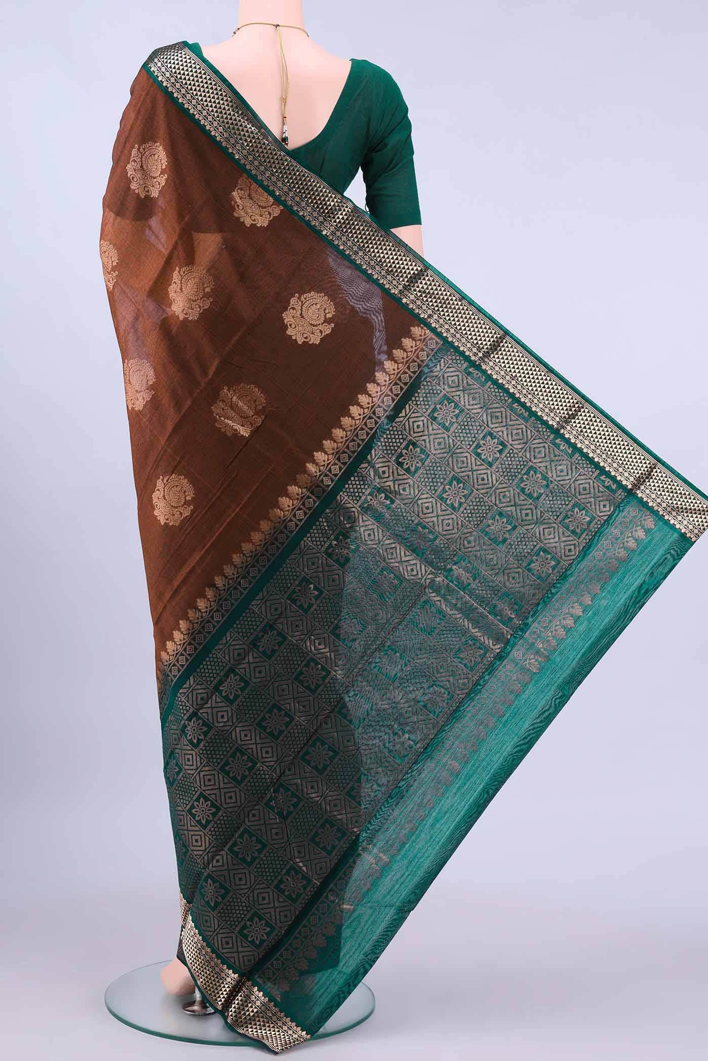 Bronze Kora Cotton Saree - Image 2
