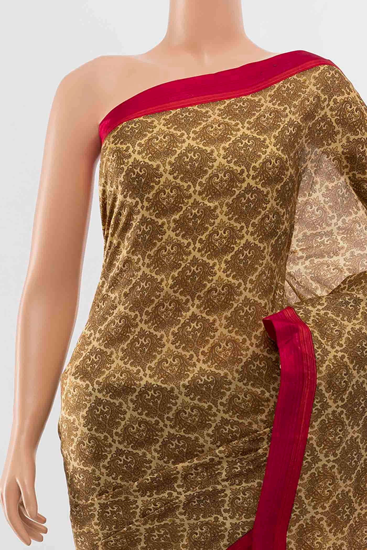 Bronze Printed Silk Saree - Image 2