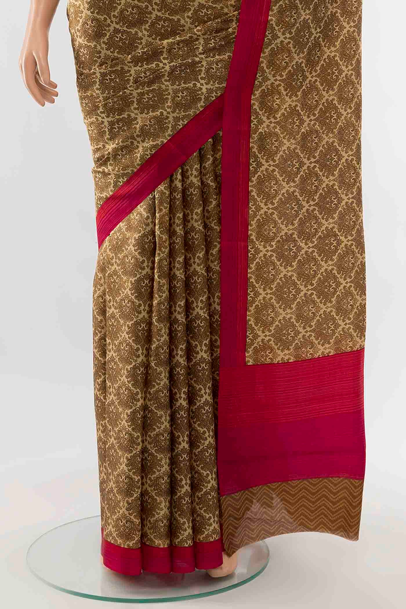 Bronze Printed Silk Saree - Image 3