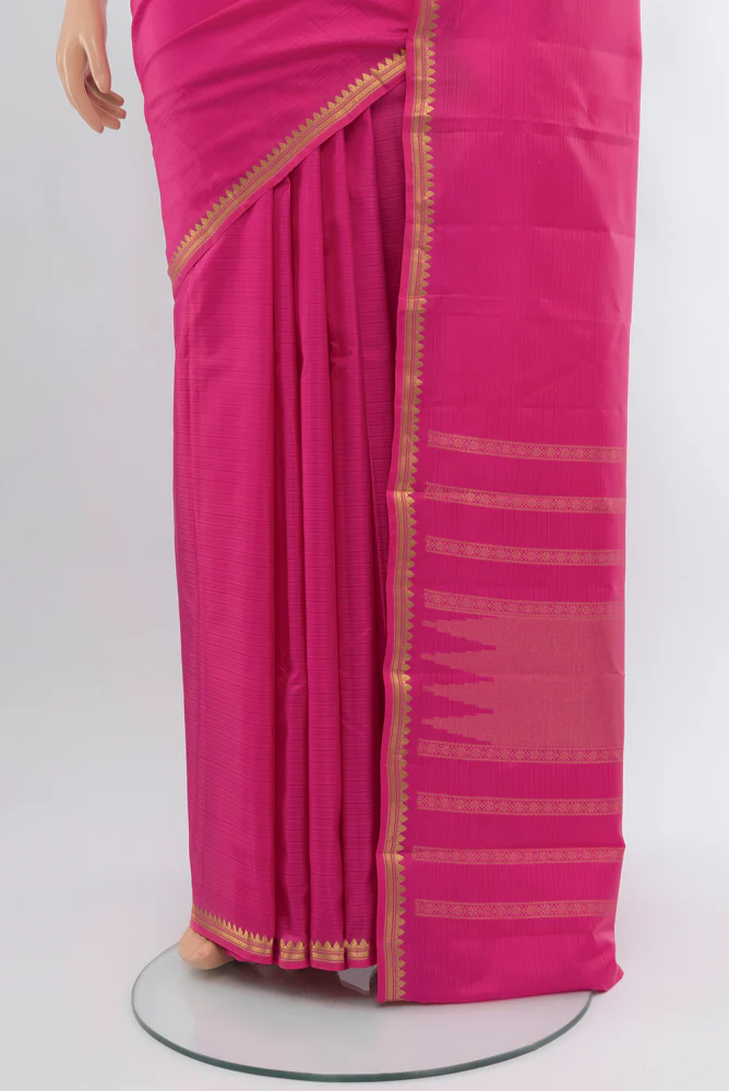 Pink Soft Silk Saree - Image 3