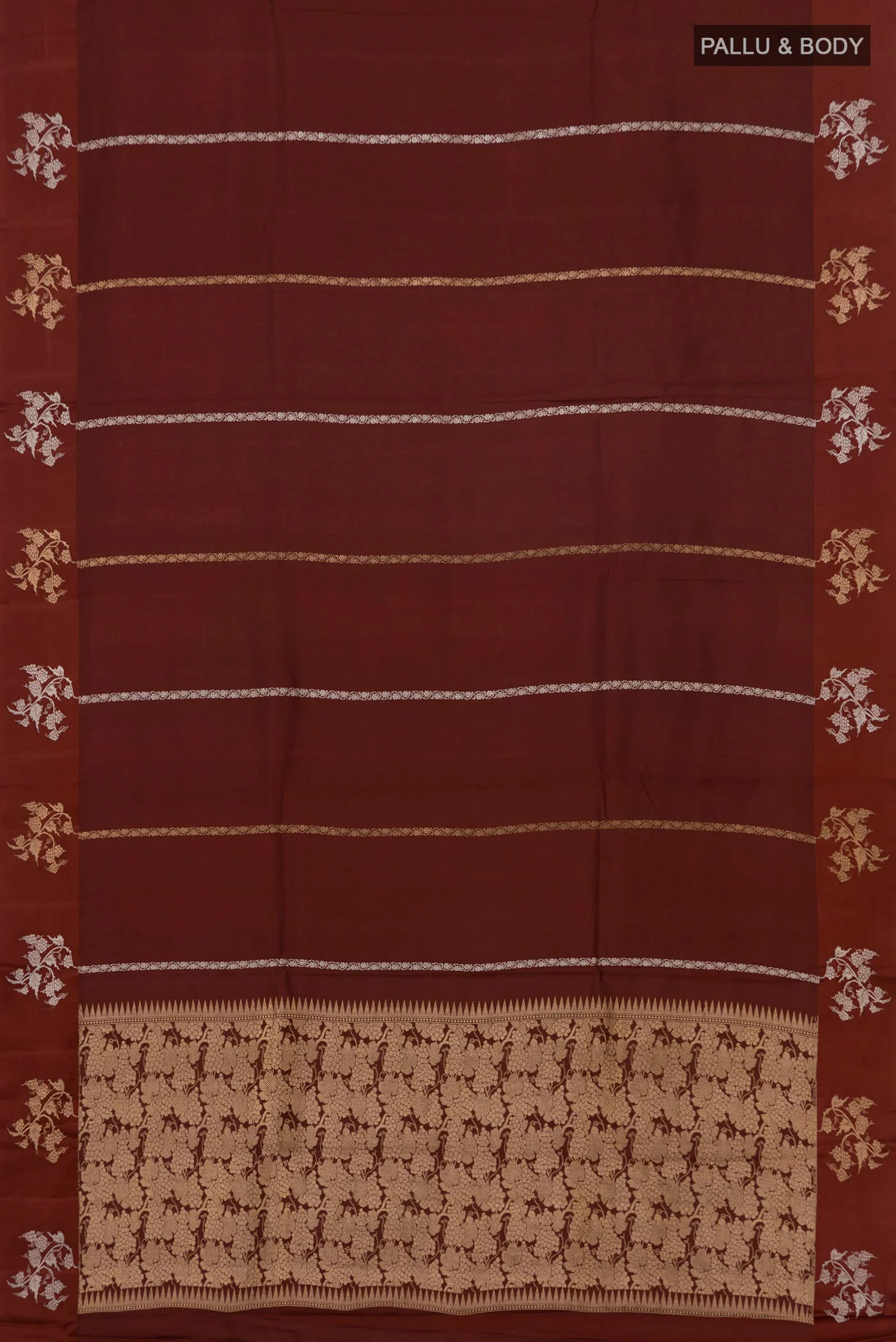 Brown Banarasi Katan Silk Saree - Image 5