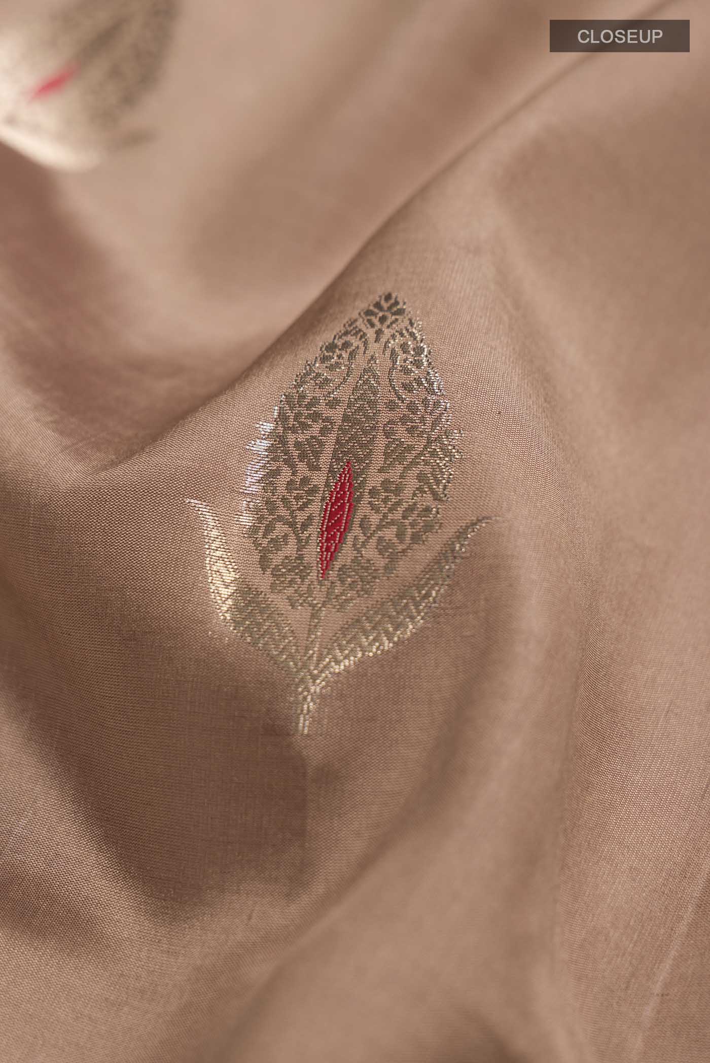 Brown Banarasi Raw Silk Saree - Image 2