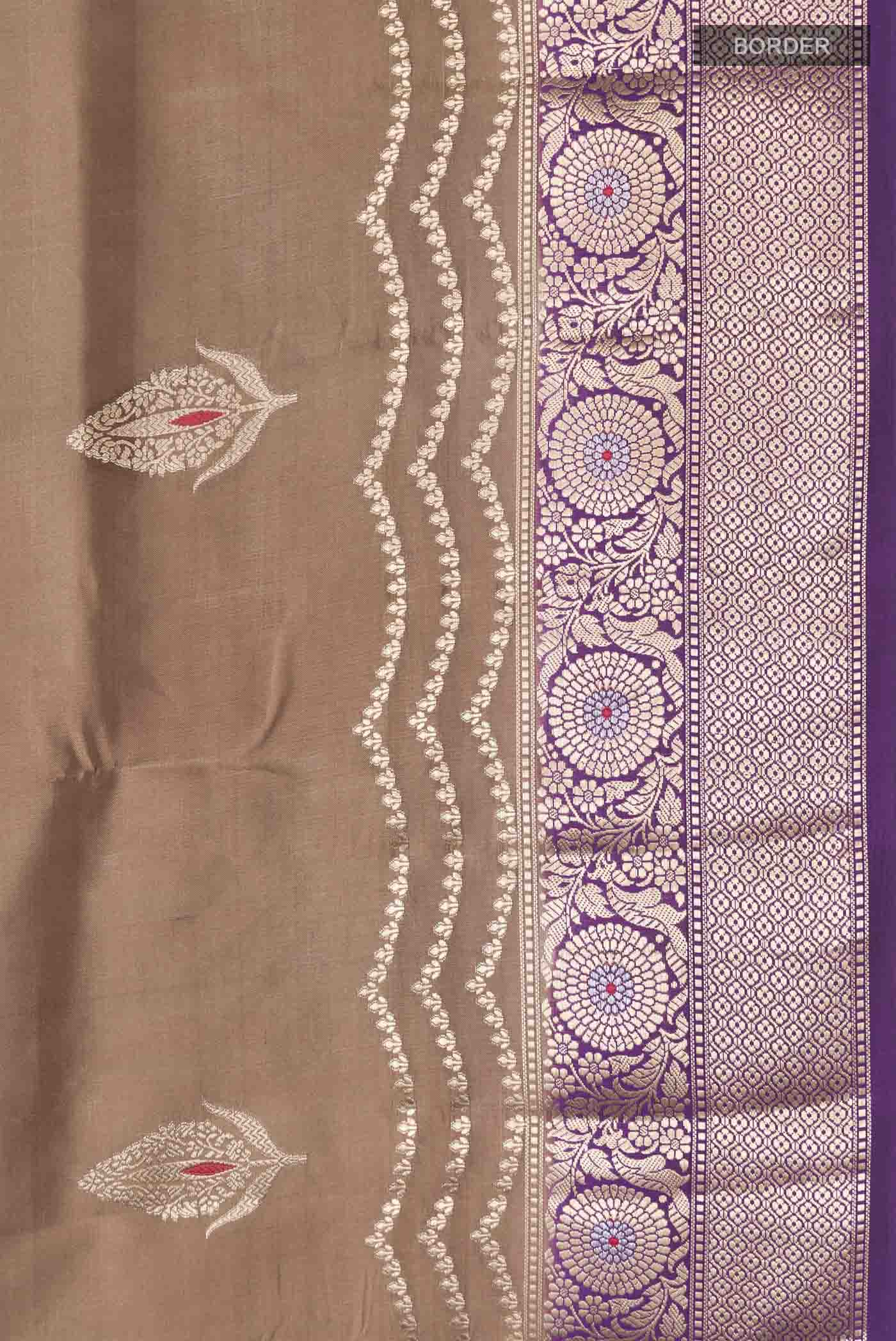 Brown Banarasi Raw Silk Saree - Image 3