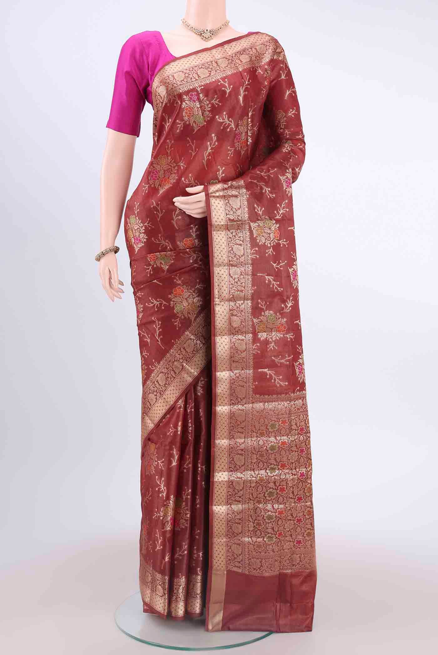 Brown Banarasi Raw Silk Saree
