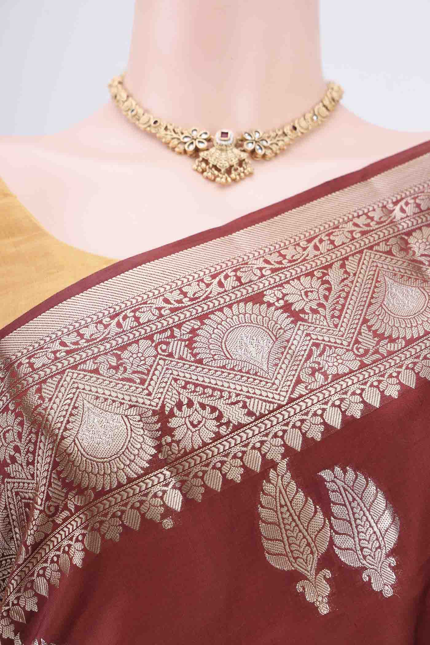 Brown Banarasi Raw Silk Saree - Image 2