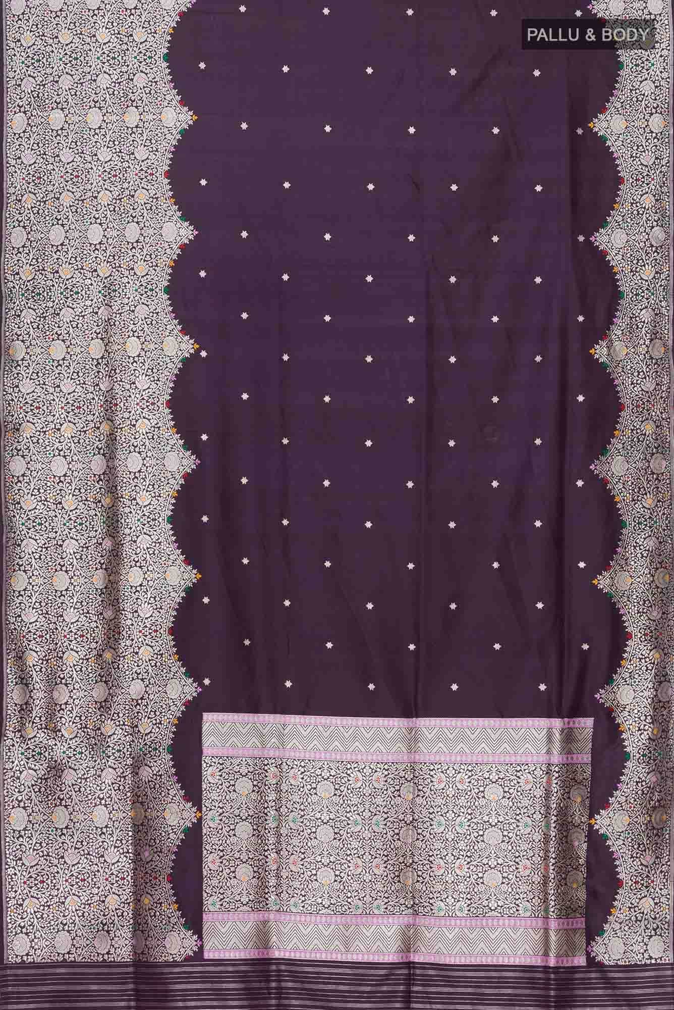 Violet Banarasi Silk Saree - Image 4