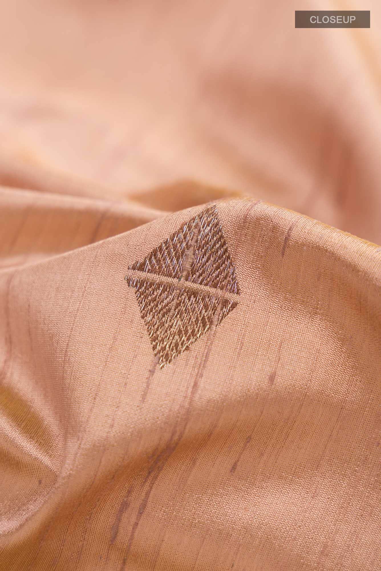 Rose Gold Banarasi Tussar Silk Saree - Image 3