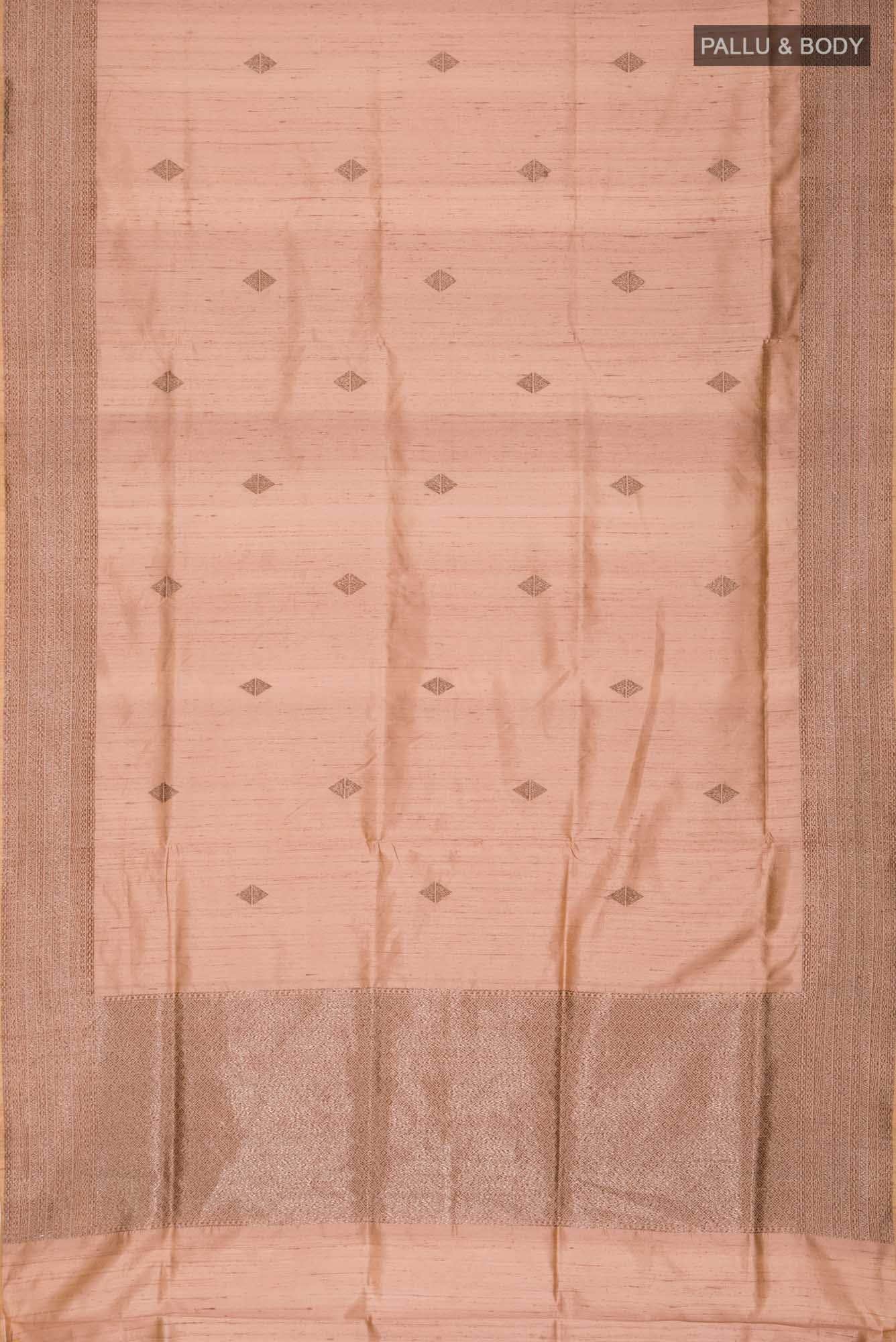 Rose Gold Banarasi Tussar Silk Saree - Image 4