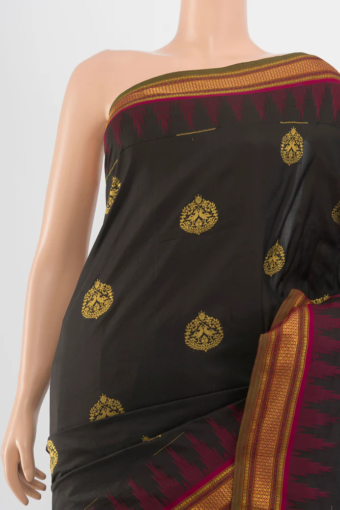 Black Bangalore Silk - kadyal Saree - Image 2