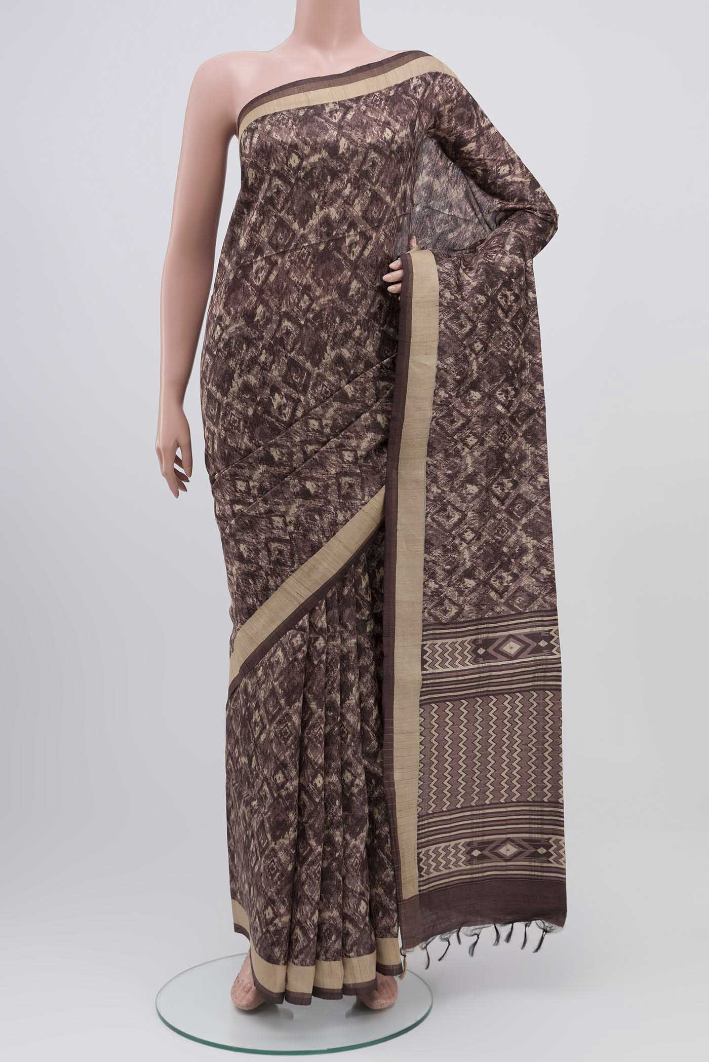 Brown Bhagalpuri Tussar Silk Saree