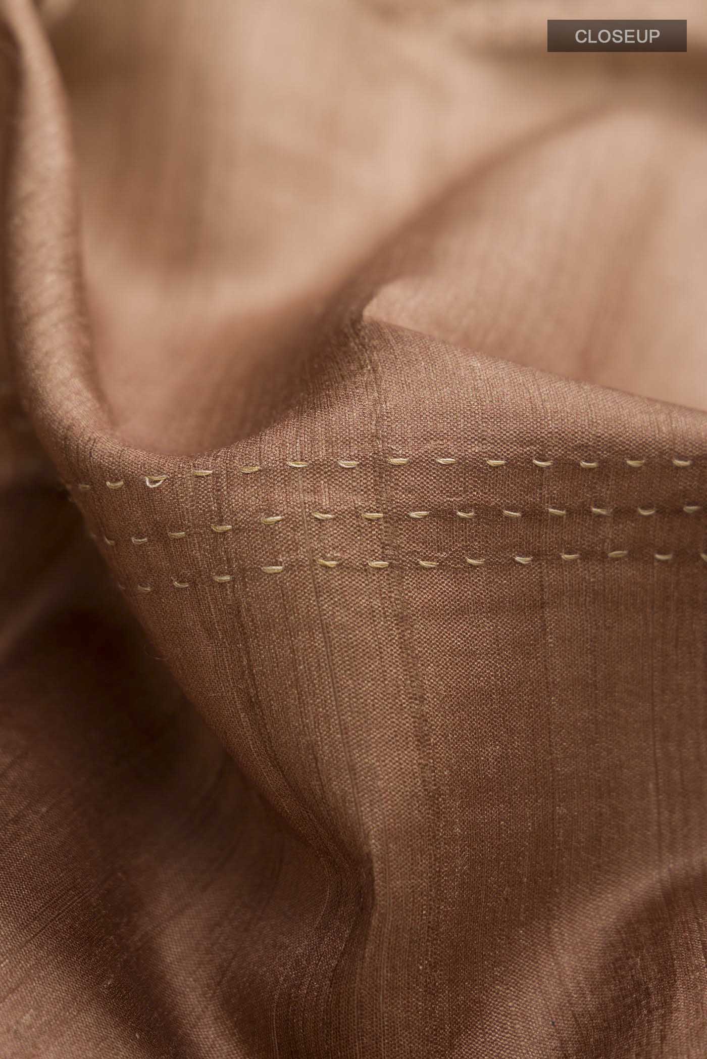 Brown Bhagalpuri Tussar Silk Saree - Image 2