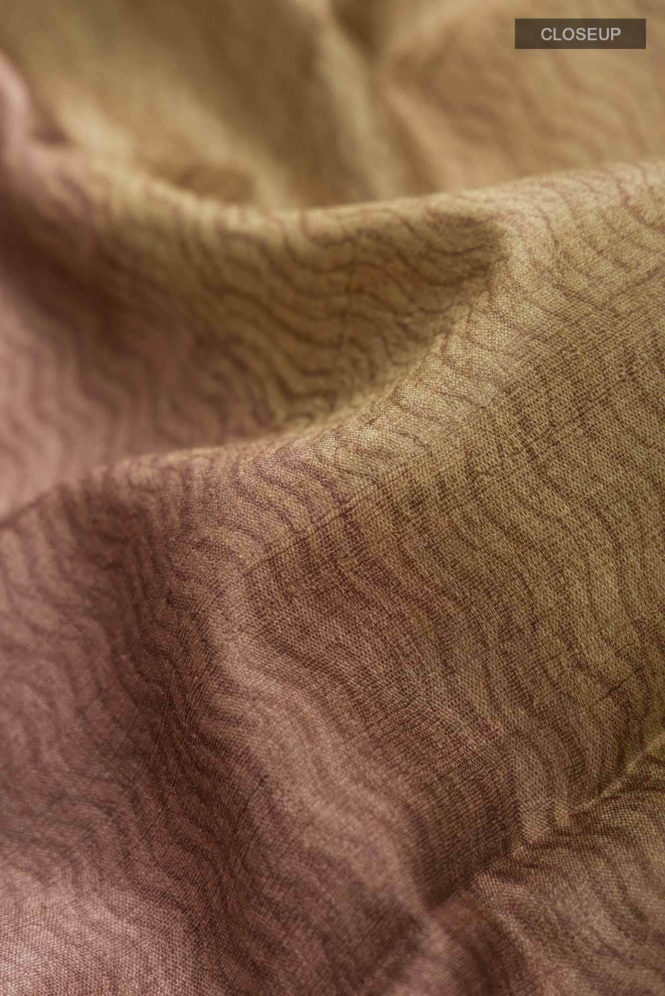 Brown Bhagalpuri Tussar Silk Saree - Image 5