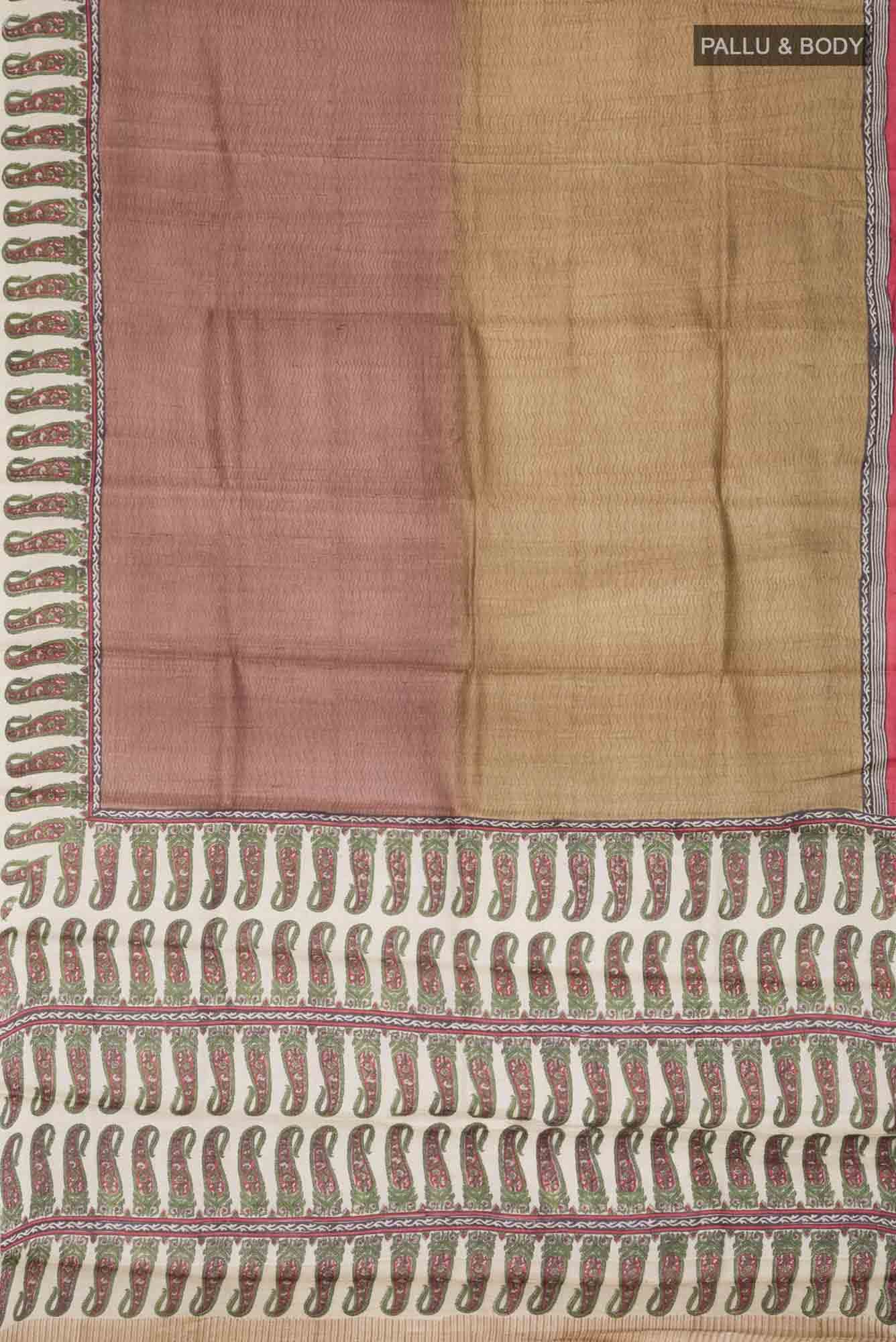 Brown Bhagalpuri Tussar Silk Saree - Image 7