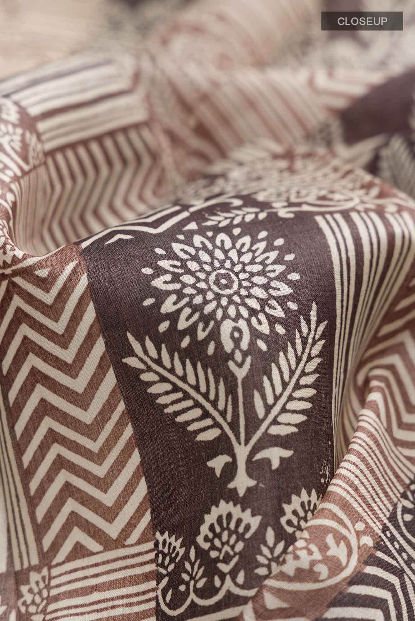 Brown Bhagalpuri Tussar Silk Saree - Image 2