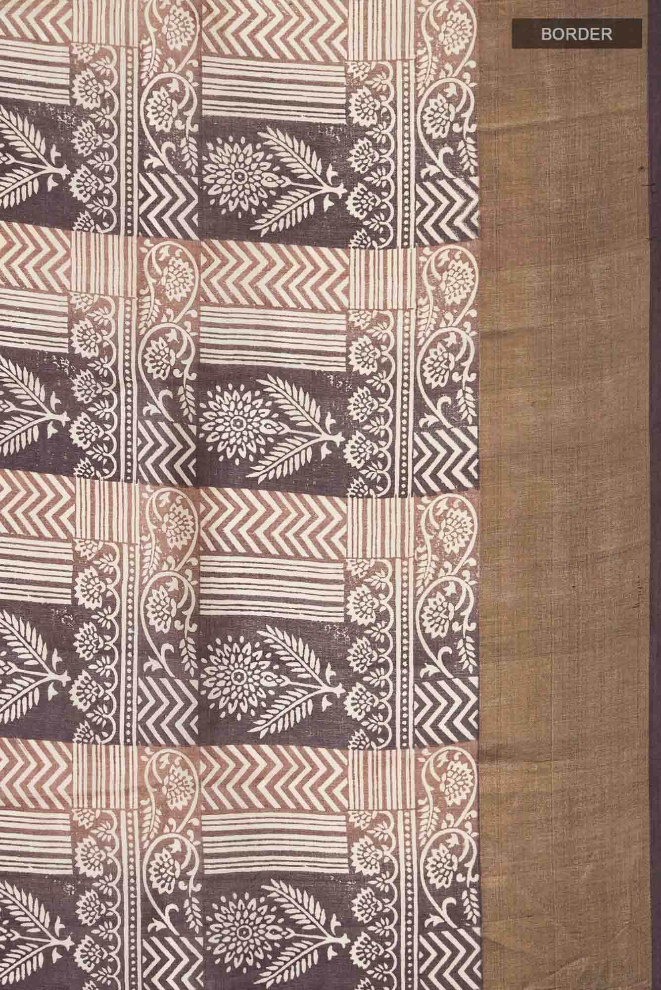 Brown Bhagalpuri Tussar Silk Saree - Image 4
