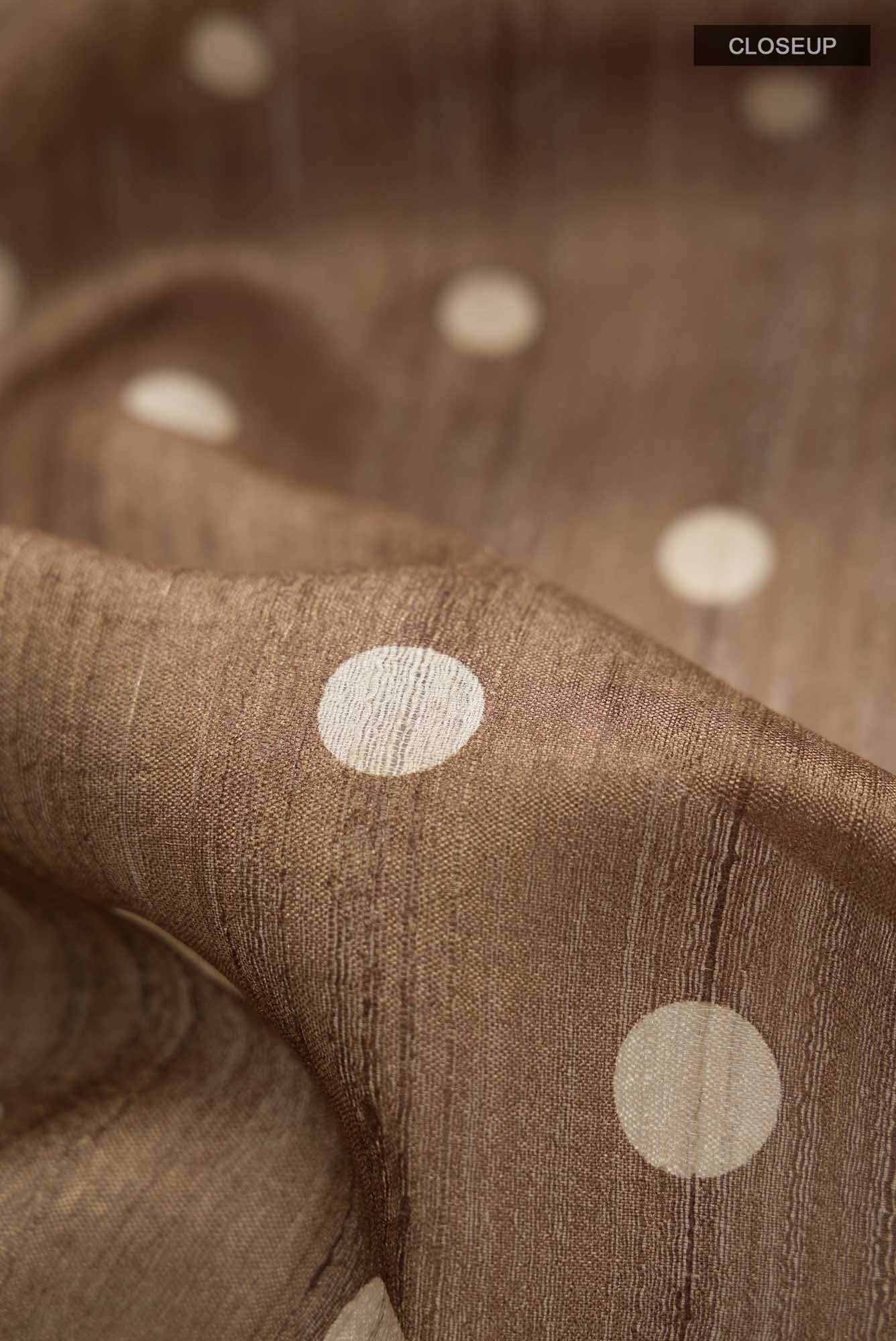 Brown Bhagalpuri Tussar Silk Saree - Image 2