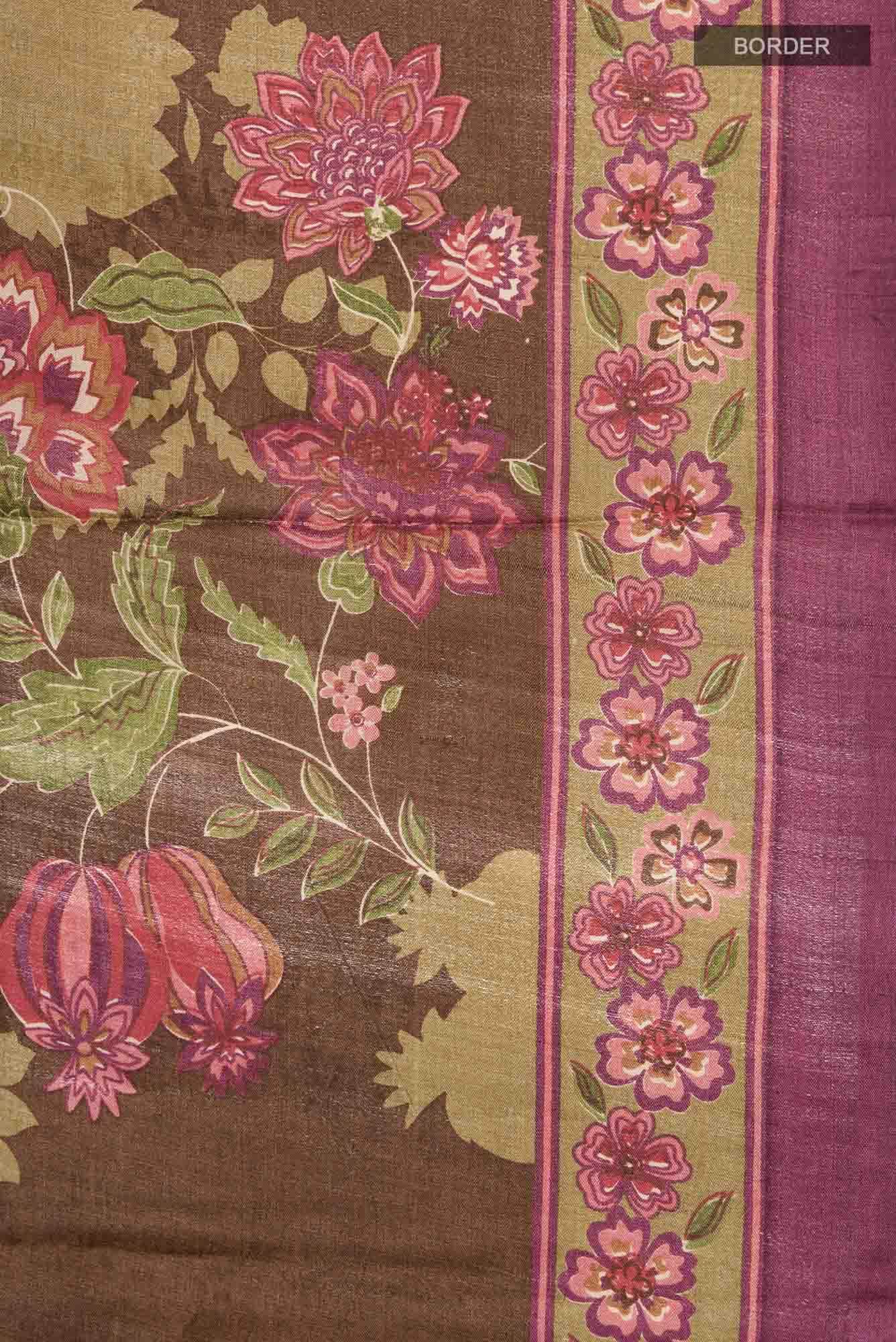 Brown Bhagalpuri Tussar Silk Saree - Image 4