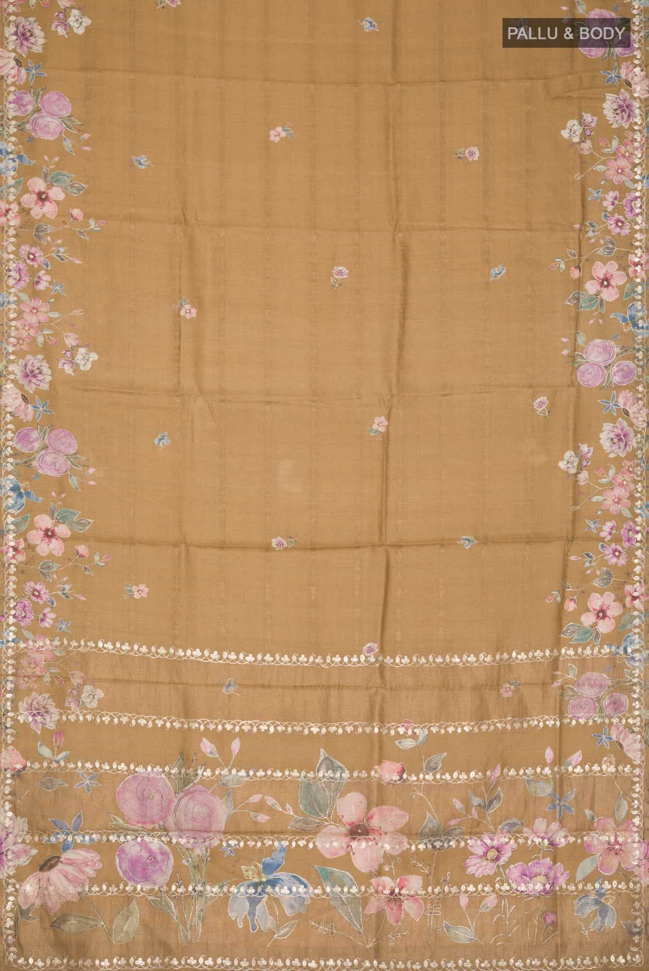 Brown Bhagalpuri Tussar Silk Saree - Image 4