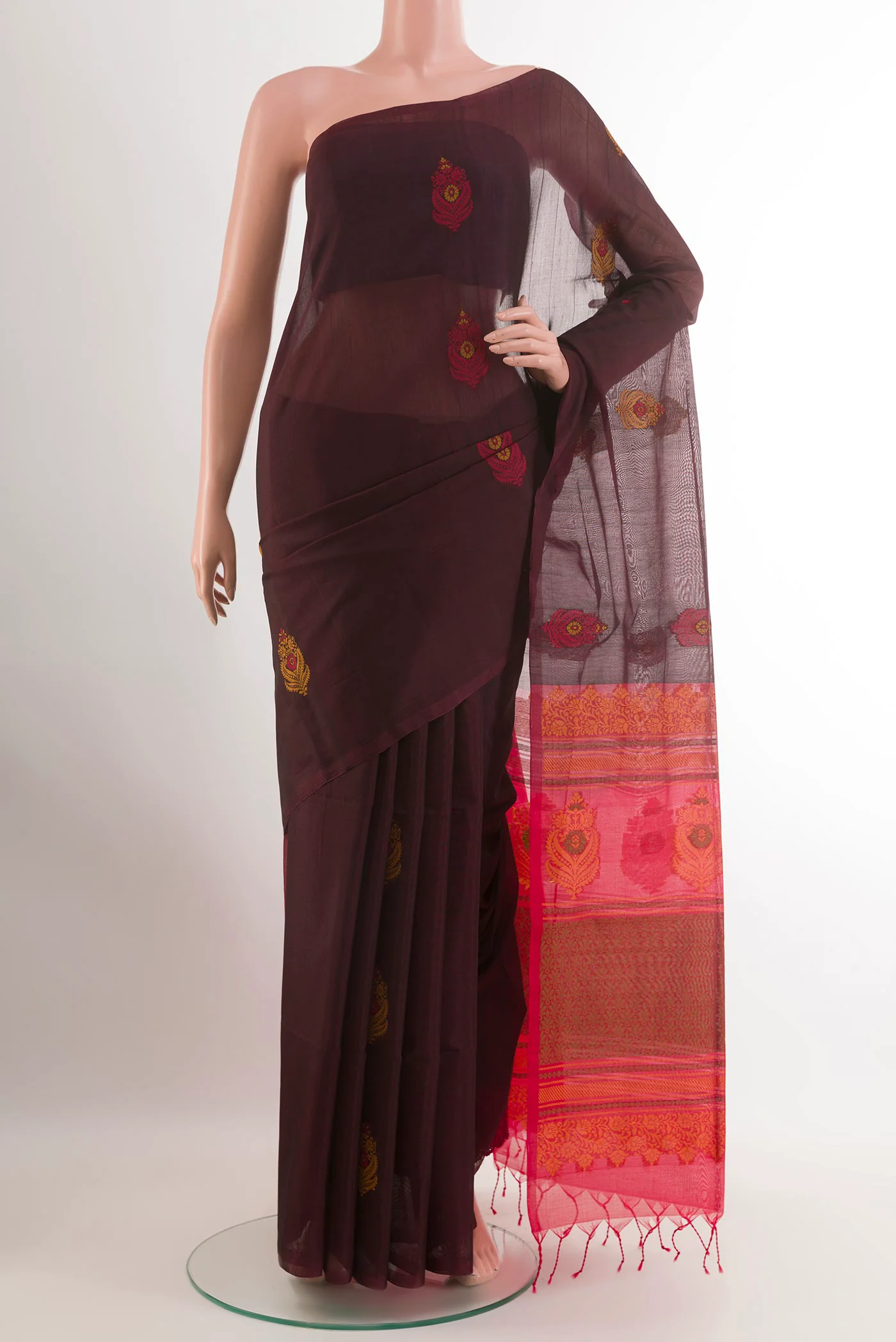 Brown Silk Cotton Saree